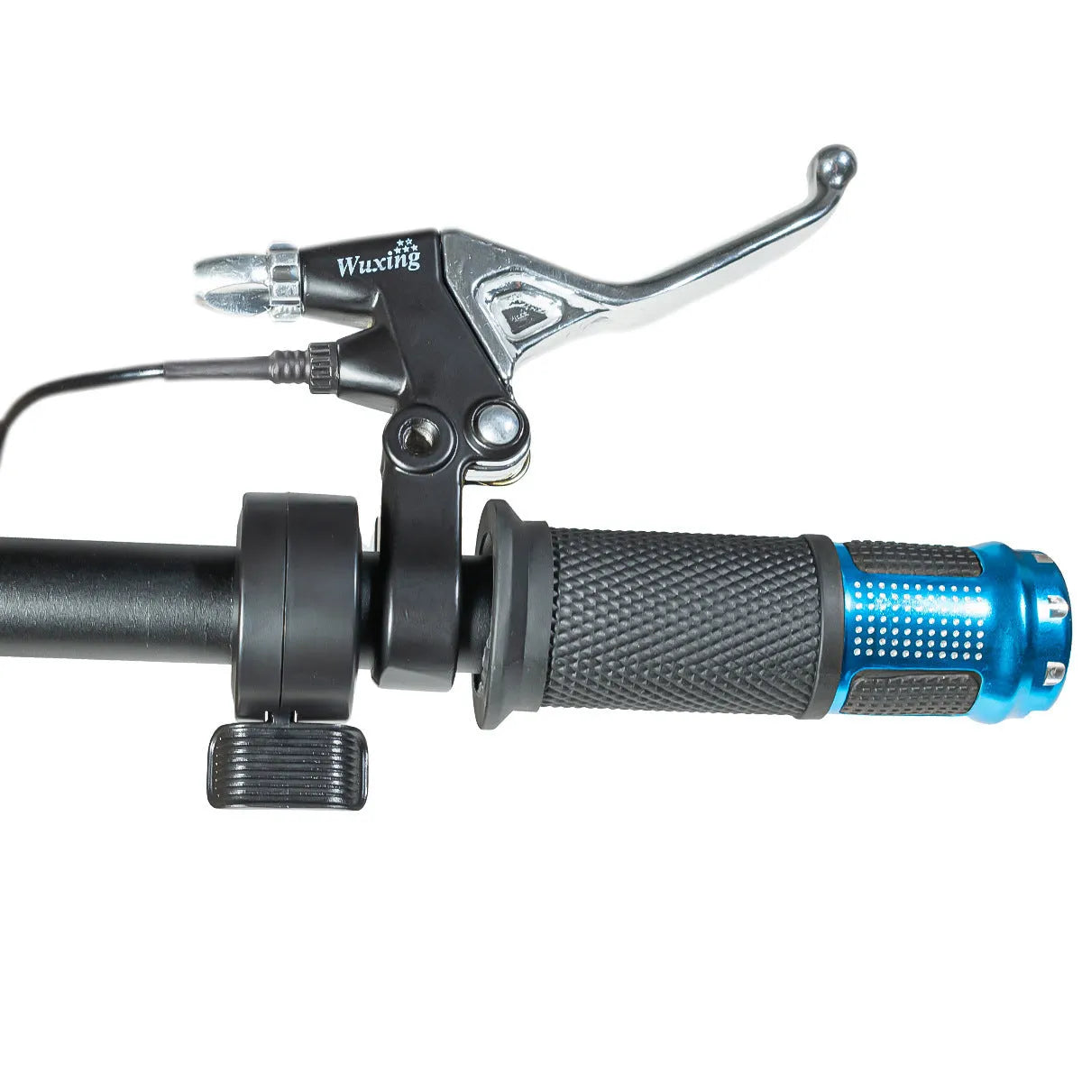 Electric vehicle handlebar section in blue, red, silver, or yellow with 5-core wire and IPX4 rating.