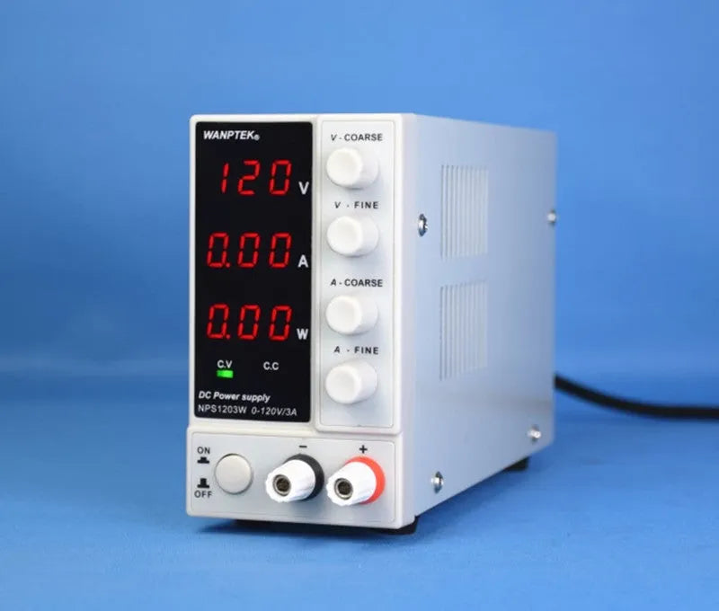 White adjustable DC power supply unit for mobile phone and notebook repair with digital display