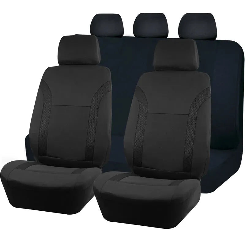 Polyester eyelet fabric car seat cover set with sponge padding in blue colour option