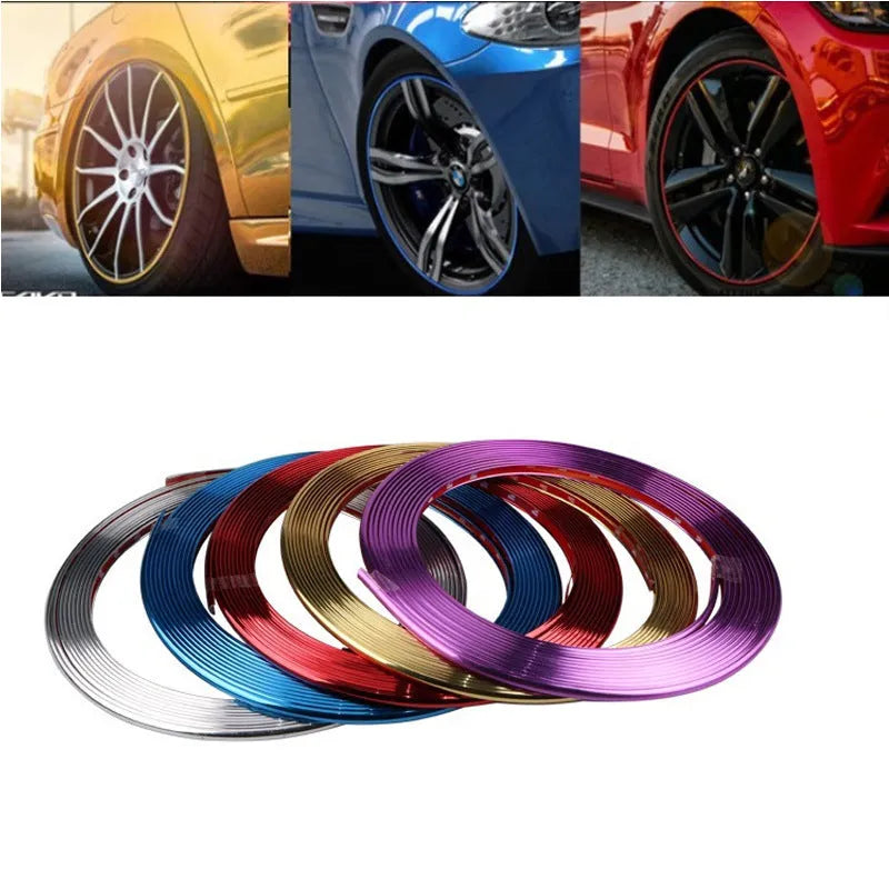 Electroplated purple PVC wheel trim roll with anti-collision strip for car decoration