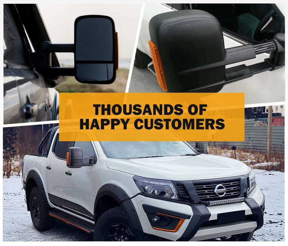 Black electric exterior rear view mirror with light for Nissan D23 NP300 2015-on models