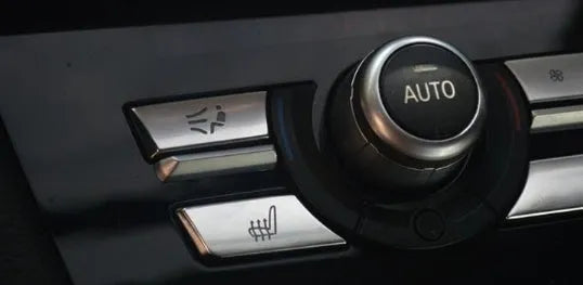 Automotive silver air conditioning button panel replacement kit showing multiple button set options