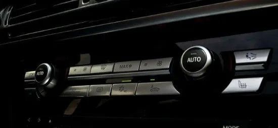 Automotive silver air conditioning button panel replacement kit showing multiple button set options