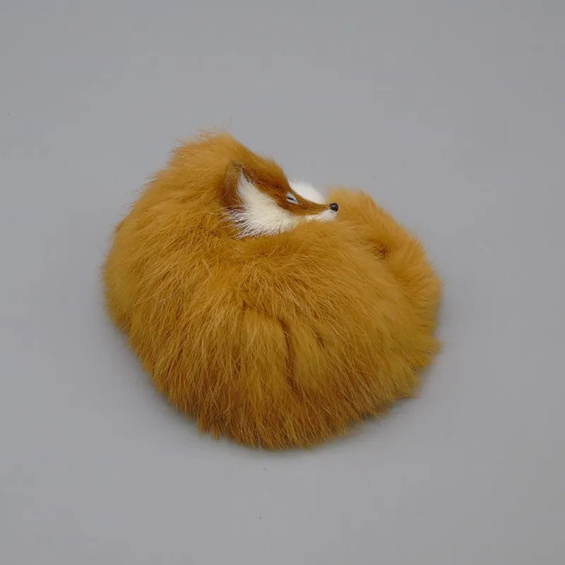 Artificial white fox fur car decoration ornament on car dashboard