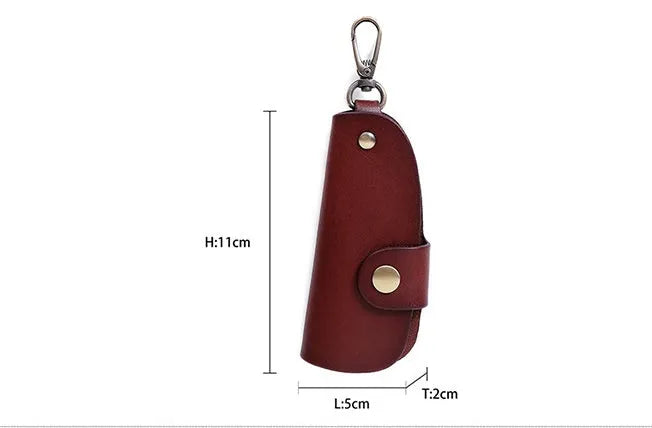 Handmade genuine leather car key case in black, brown, coffee or purplish red