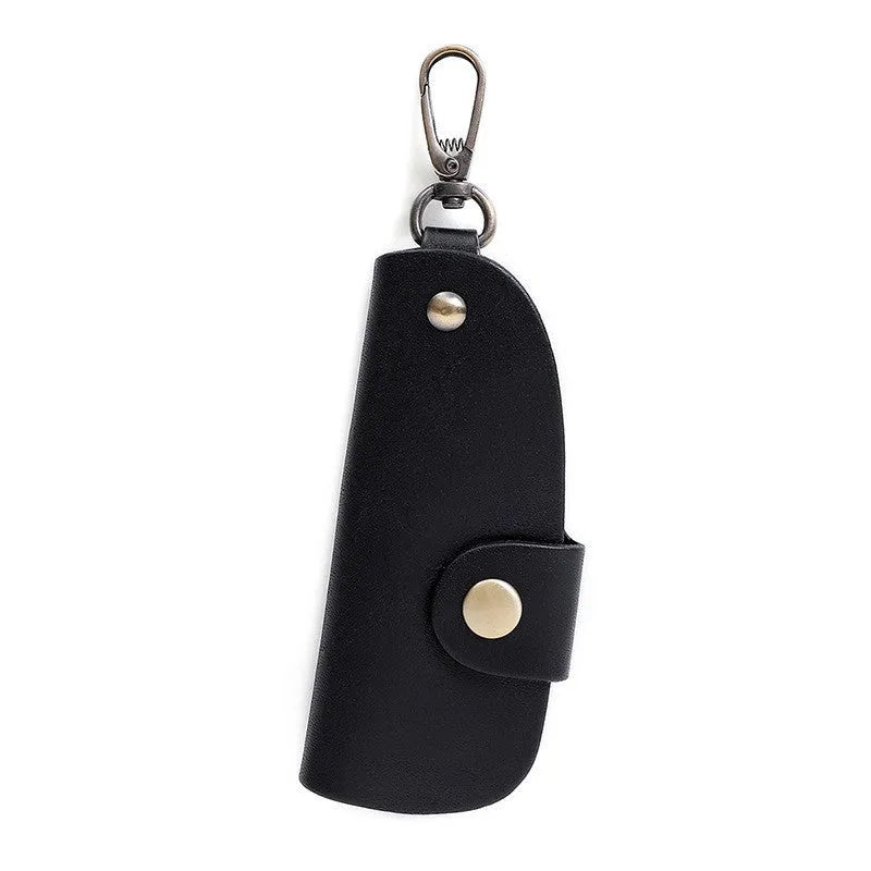 Handmade genuine leather car key case in black, brown, coffee or purplish red