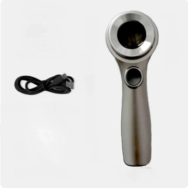 Black aluminium magnifying glass with optical lens and USB-C cable for jewellery appraisal