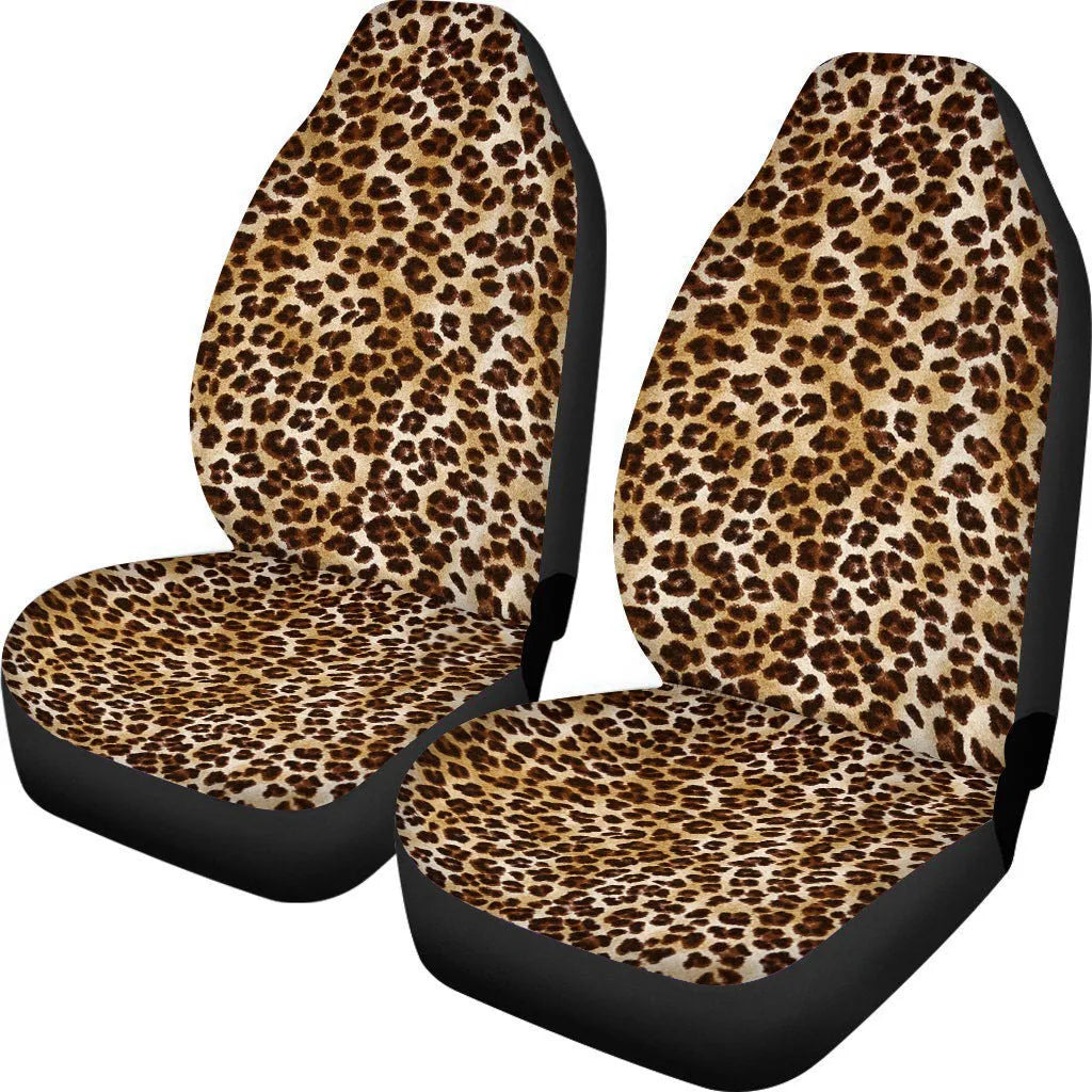 Universal polyester car seat covers with cow spot leopard print patterns for five-seat vehicles