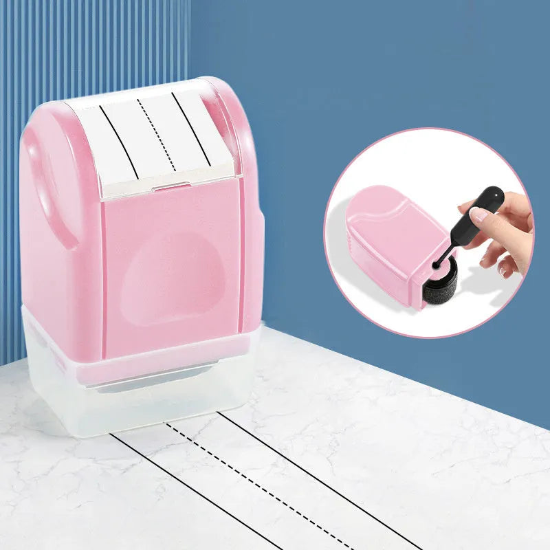 Plastic rectangle roller stamp for English lines in seven colour options