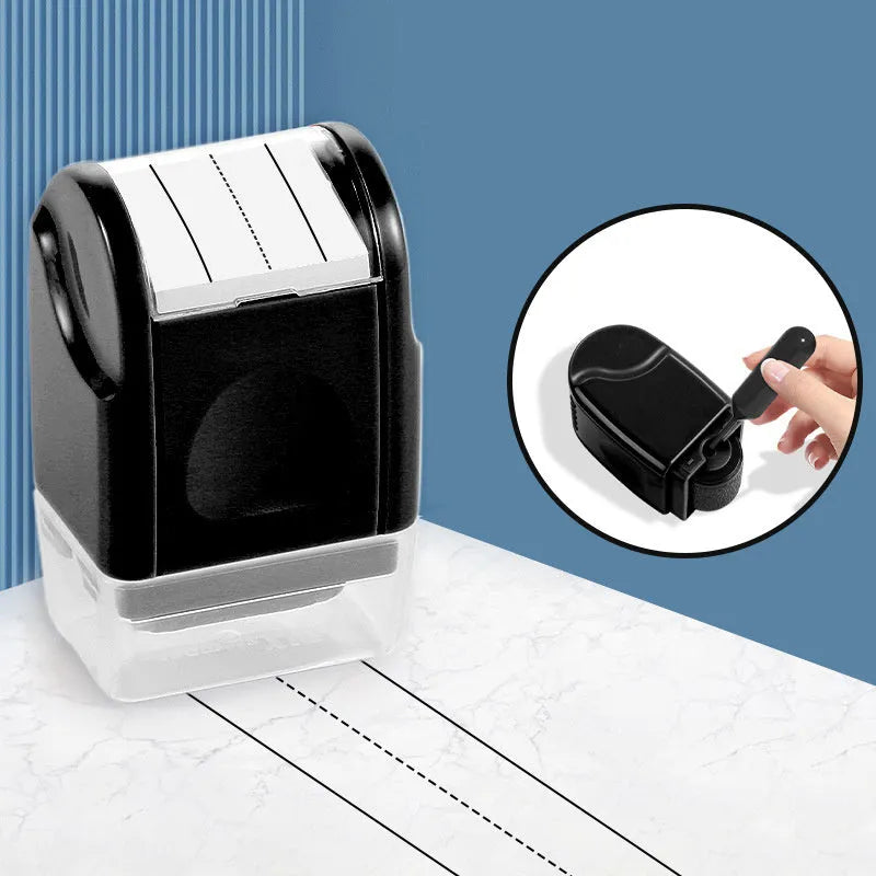Plastic rectangle roller stamp for English lines in seven colour options