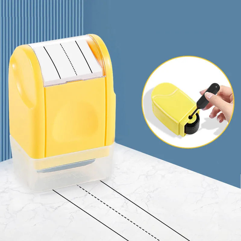 Plastic rectangle roller stamp for English lines in seven colour options