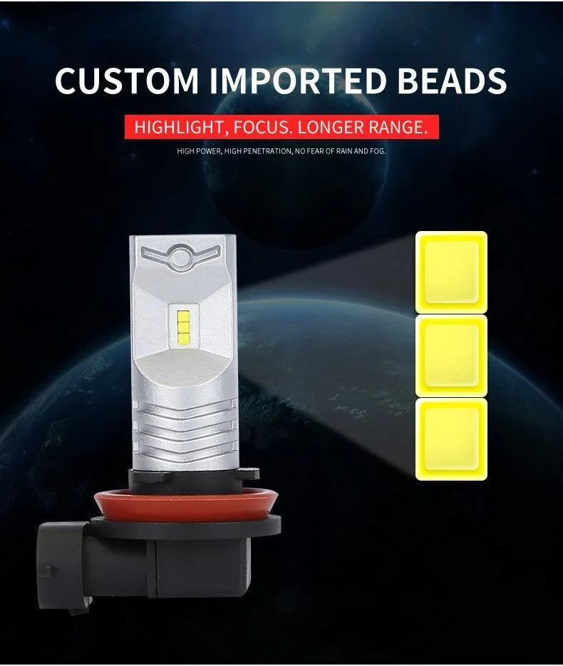H11 H8 CSP 80W car LED front fog lamp with aviation aluminium housing and white light output