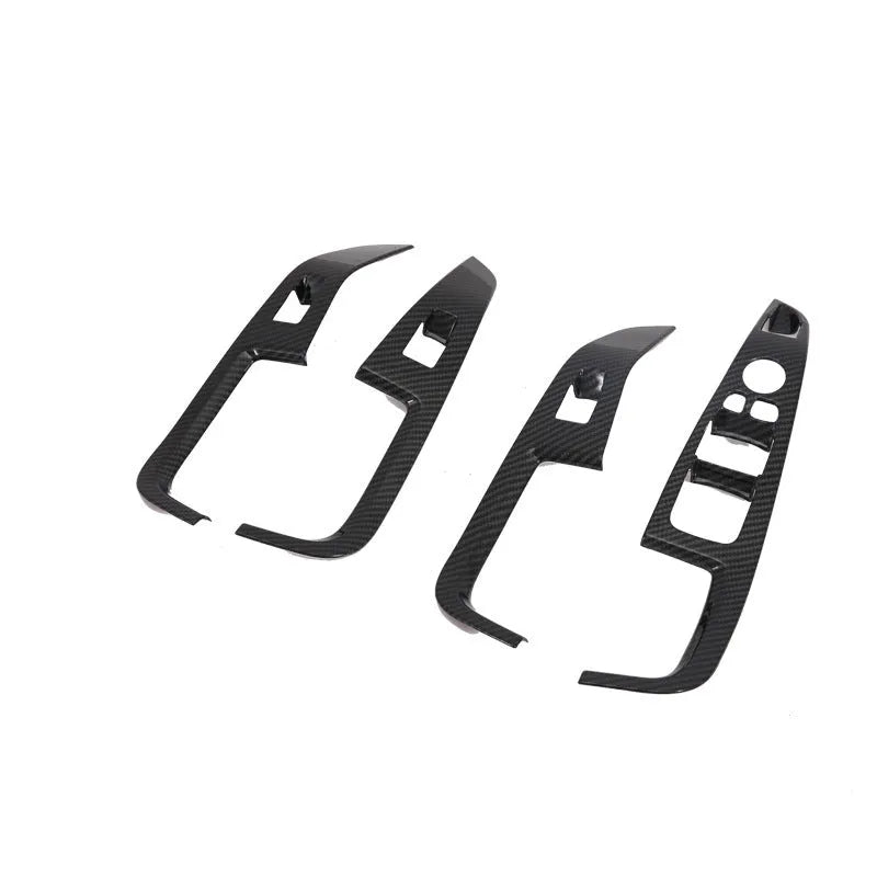 Black ABS centre console trim panel for 2019 BMW X5 cup holder and air vent area.