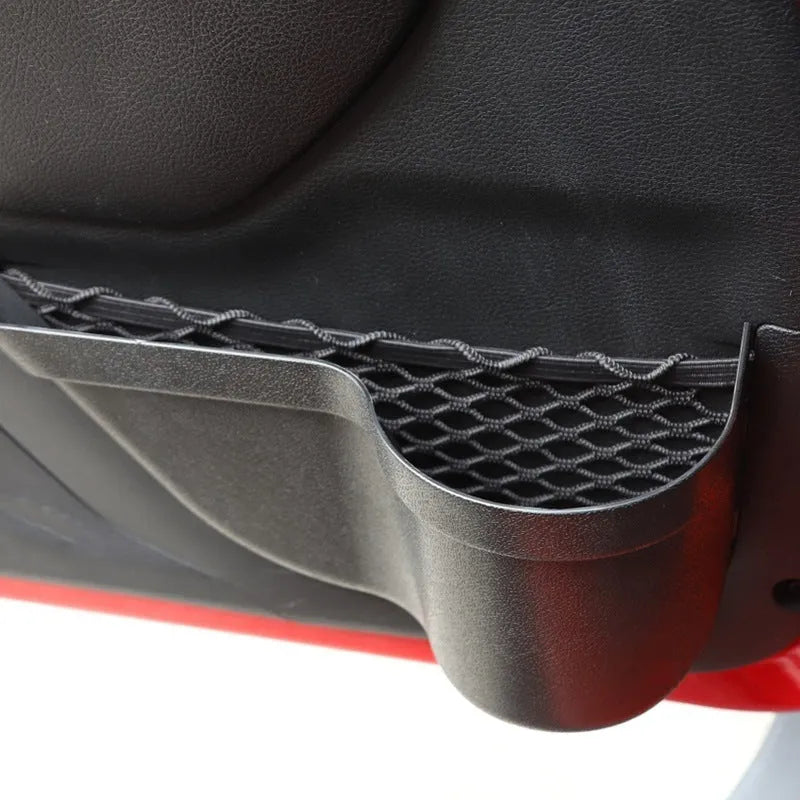 Black aluminium car interior net pocket storage box pair for vehicle organisation