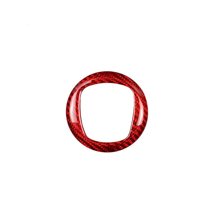 Real dry carbon fibre decorative sticker frame for car steering wheel in black and red options