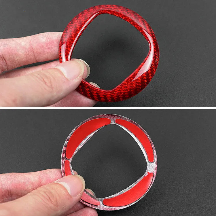 Real dry carbon fibre decorative sticker frame for car steering wheel in black and red options