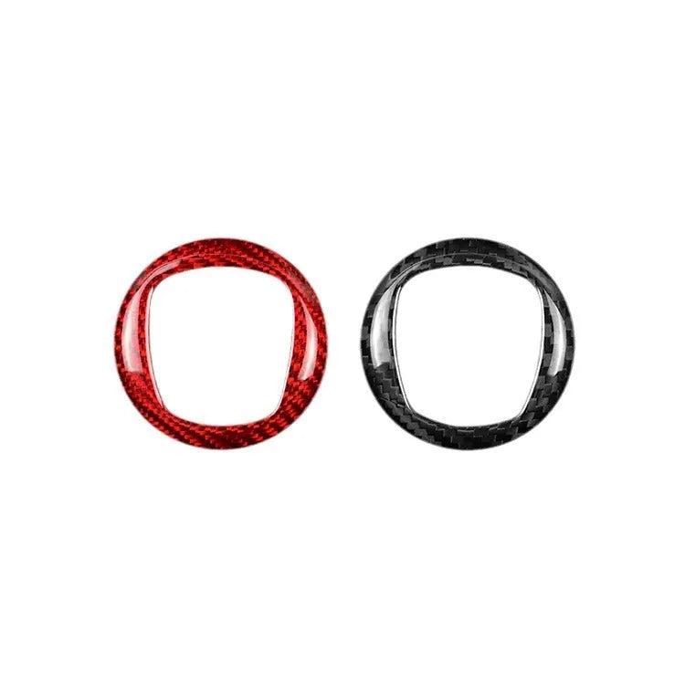 Real dry carbon fibre decorative sticker frame for car steering wheel in black and red options
