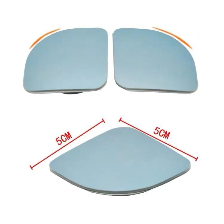 White fan-shaped car blind spot mirror with 360-degree adjustable mount