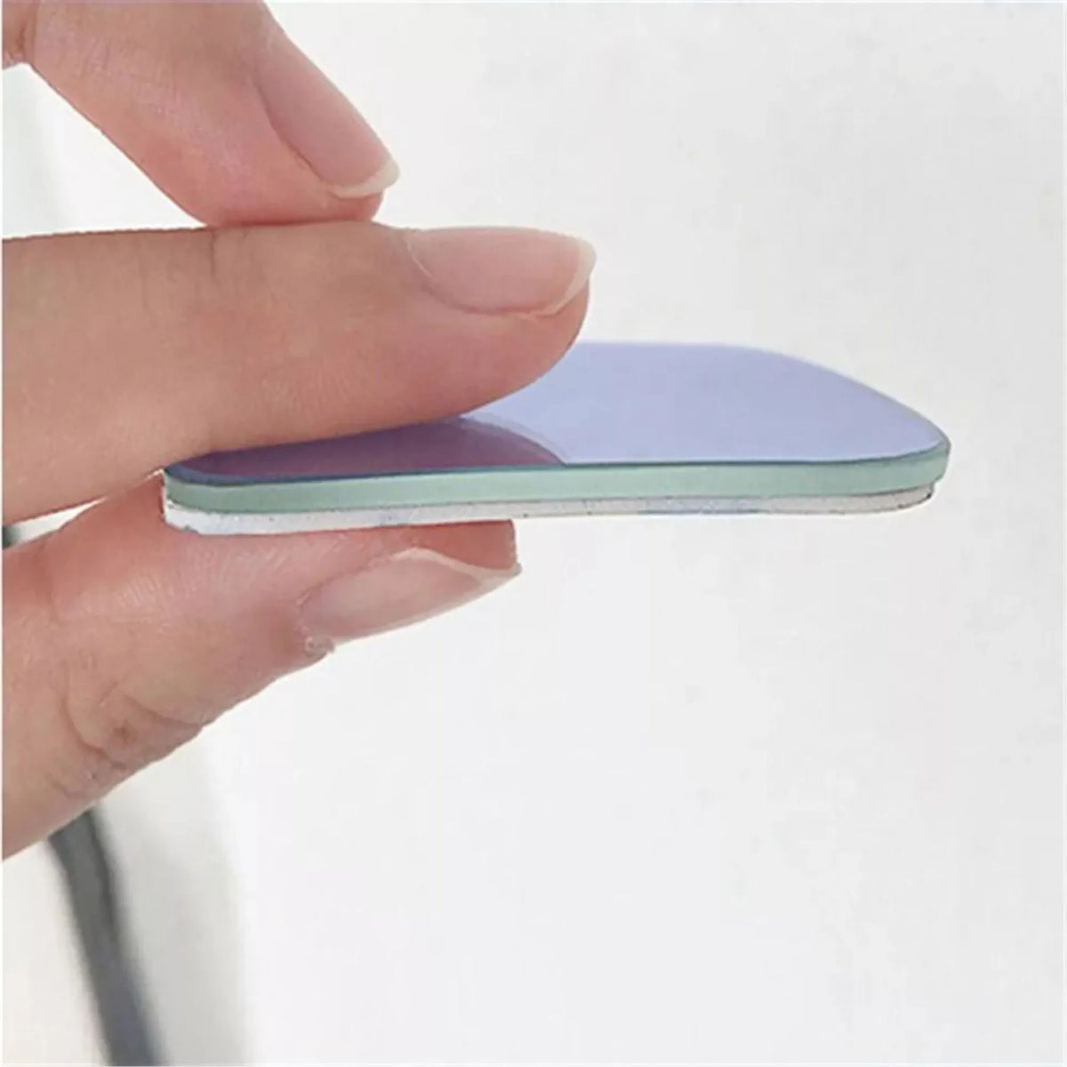 White fan-shaped car blind spot mirror with 360-degree adjustable mount