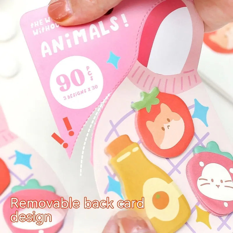 Small animal-shaped sticky note set with 90 pages in six different animal designs