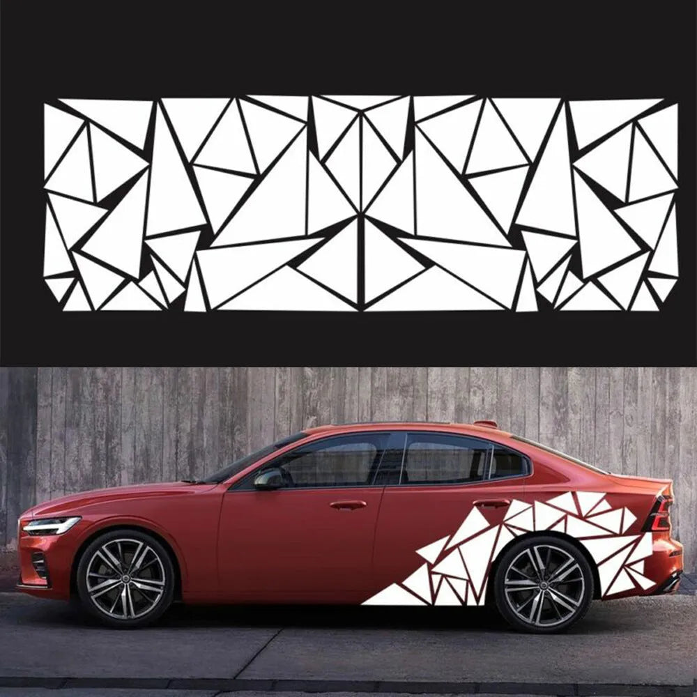 Roll of geometric pattern PET vinyl car wrap film measuring 200cm by 60cm for vehicle modification