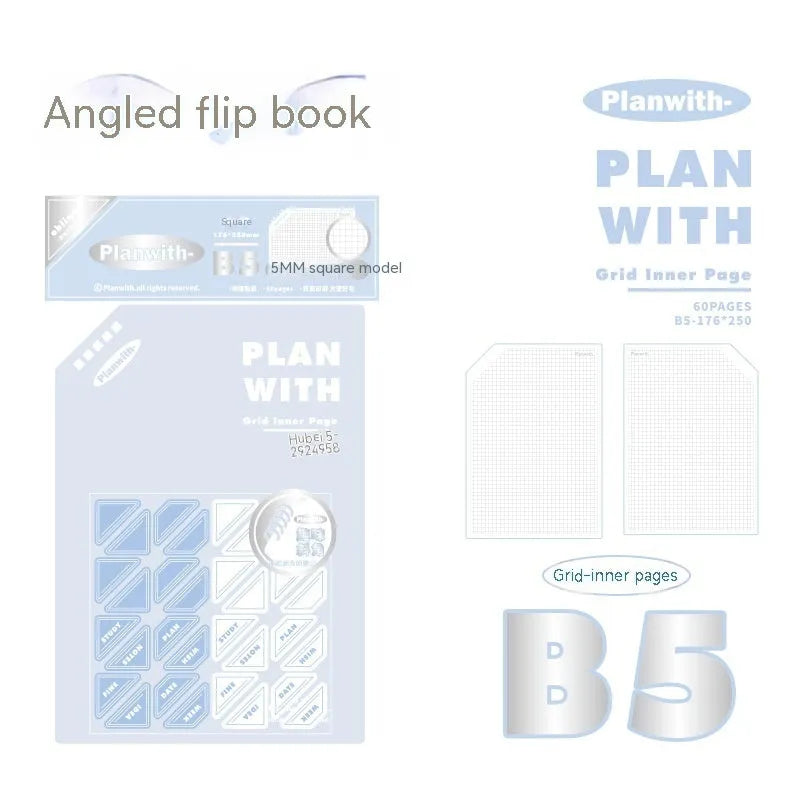 Oblique angle book series artsy ins style salt notebook in A5 and B5 sizes with white or blue covers