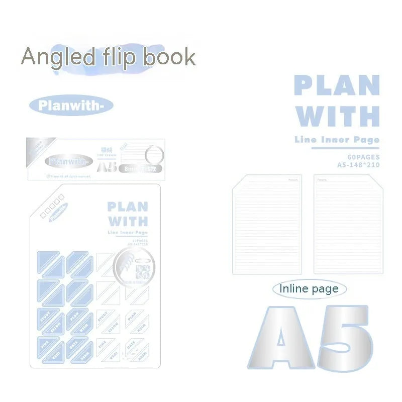 Oblique angle book series artsy ins style salt notebook in A5 and B5 sizes with white or blue covers