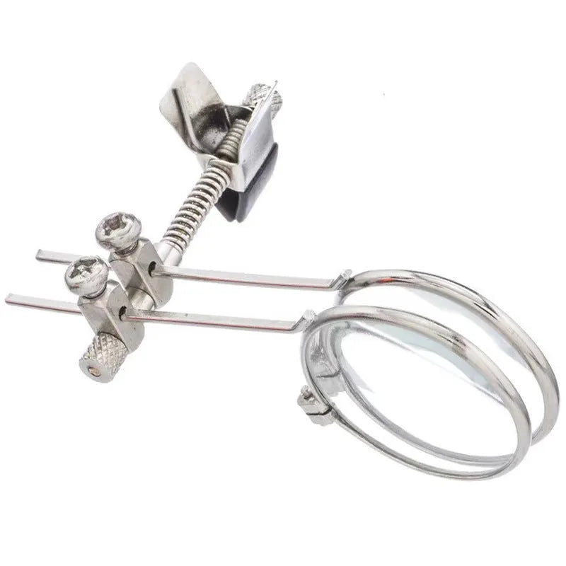 Metal bracket reading glasses clip-on mirror with glass lens for hands-free magnification