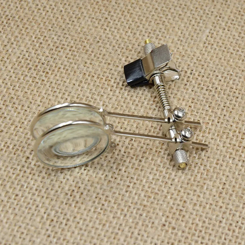 Metal bracket reading glasses clip-on mirror with glass lens for hands-free magnification