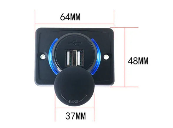 Black 12V car USB charger with 5V 3.1A output for vehicle installation