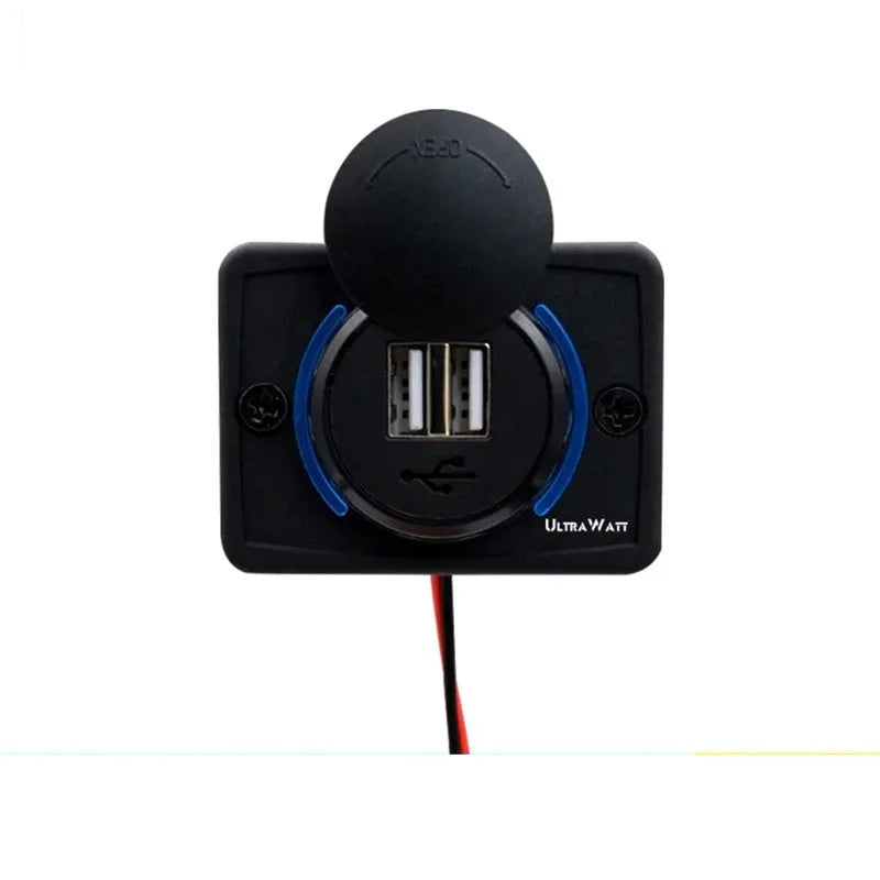 Black 12V car USB charger with 5V 3.1A output for vehicle installation