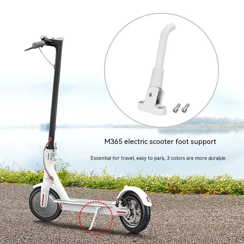 Aluminium alloy electric scooter foot brace in black, white and grey colours with mounting screws