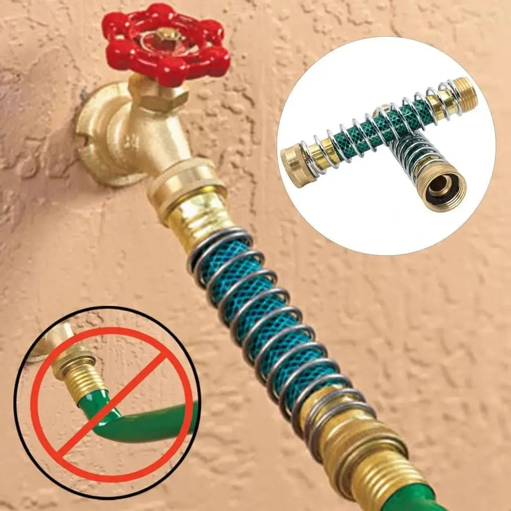 Brass garden water pipe connector with stretching spring mechanism measuring 15cm length