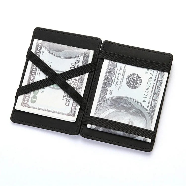 PU leather magic flip card holder wallet with zipper coin purse in multiple colours