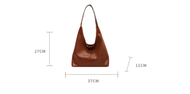 Soft leather casual shoulder bag with sandwich pocket design and large storage capacity