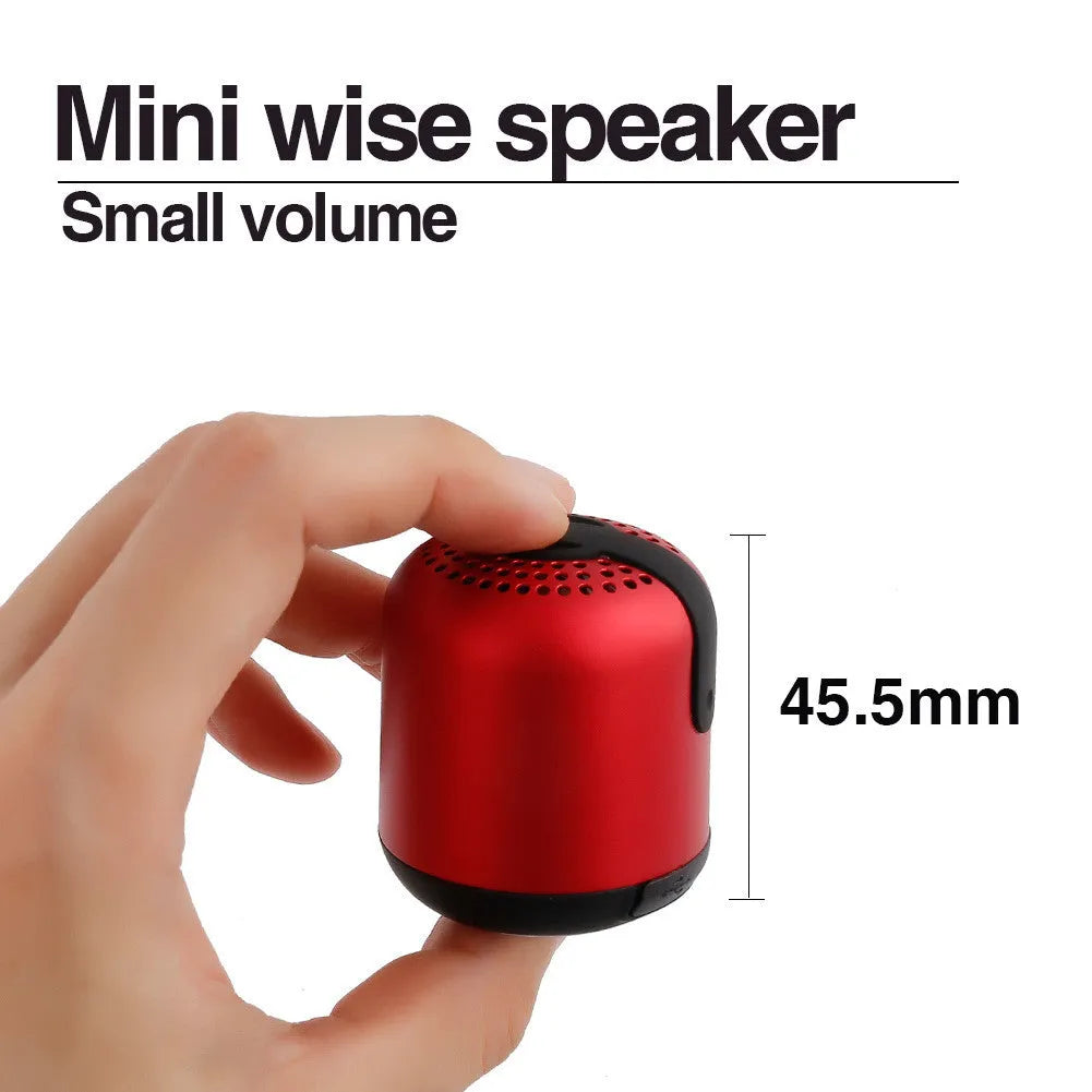 Hieha XQ11 mini cylindrical Bluetooth speaker in metal case, shown in multiple colours.