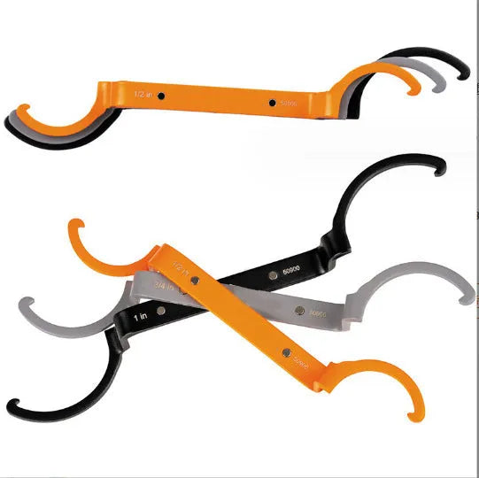 Crescent magnetic suction wrench three-piece set showing orange, grey, and black tools with measurements