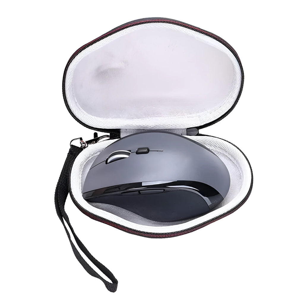 Black nylon mouse protection sleeve for Logitech M720 with grey EVA foam interior