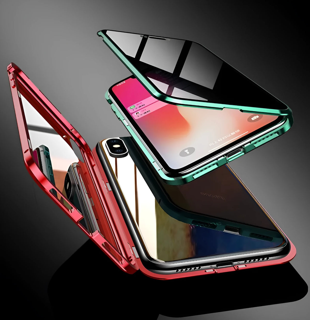 Anti-peeping magnetic clamshell phone case for Samsung Galaxy in black, blue, gold, green, red or silver