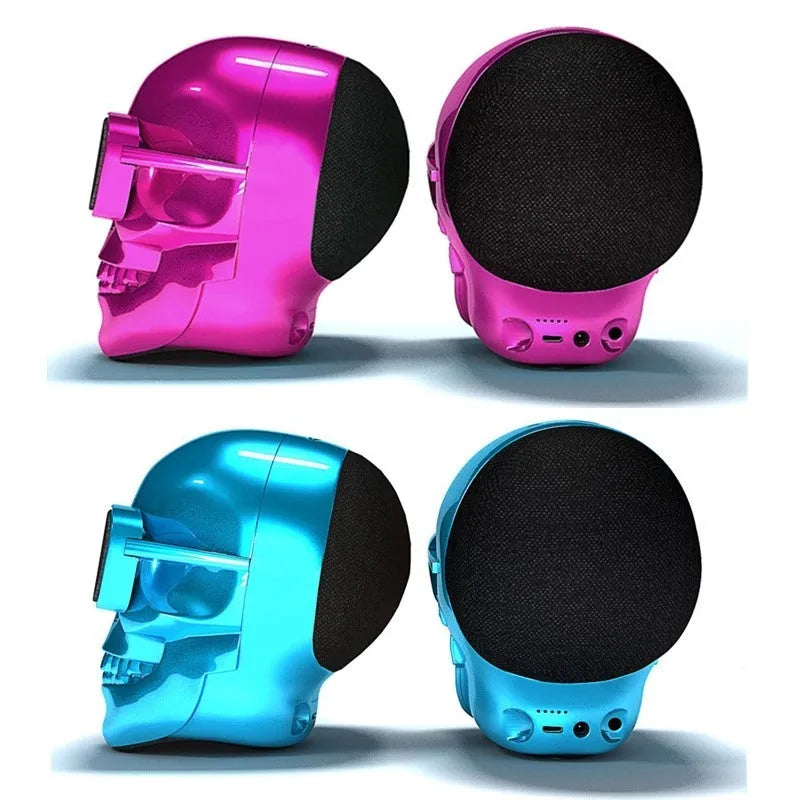 Skull-shaped portable wireless Bluetooth speaker in one of six colours with a 10-hour battery.