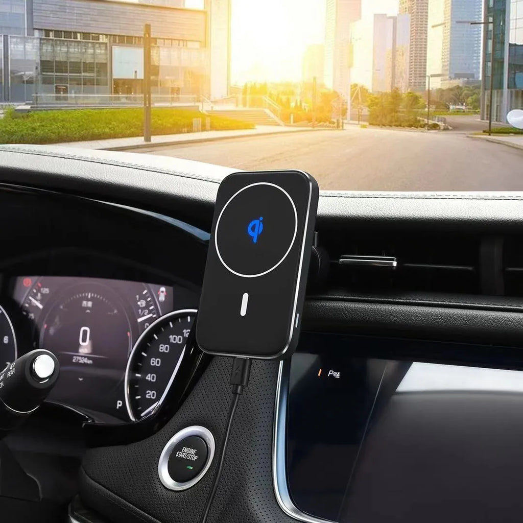 Black M6 car bracket magnetic wireless charger for mobile phones with USB connection