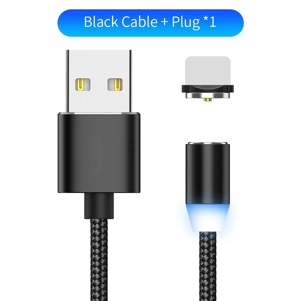 1 metre magnetic LED charging cable with cotton yarn weaving and aluminium shell for Apple iPhone compatibility