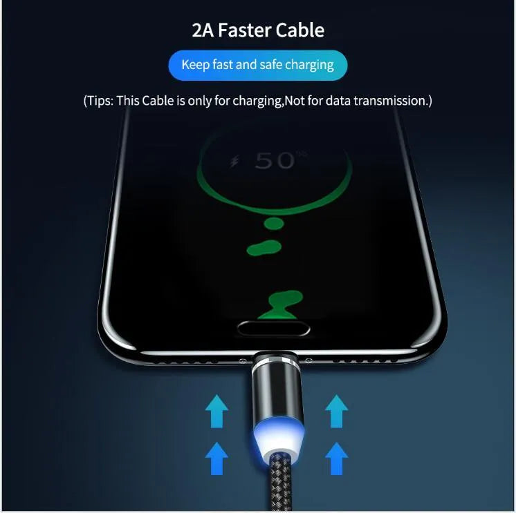 1 metre magnetic LED charging cable with cotton yarn weaving and aluminium shell for Apple iPhone compatibility