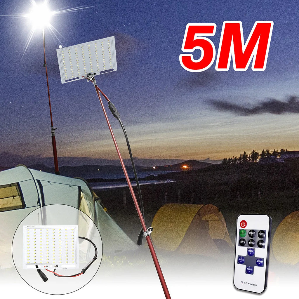 White LED fishing rod light unit with remote control for 5 metre telescopic rods.