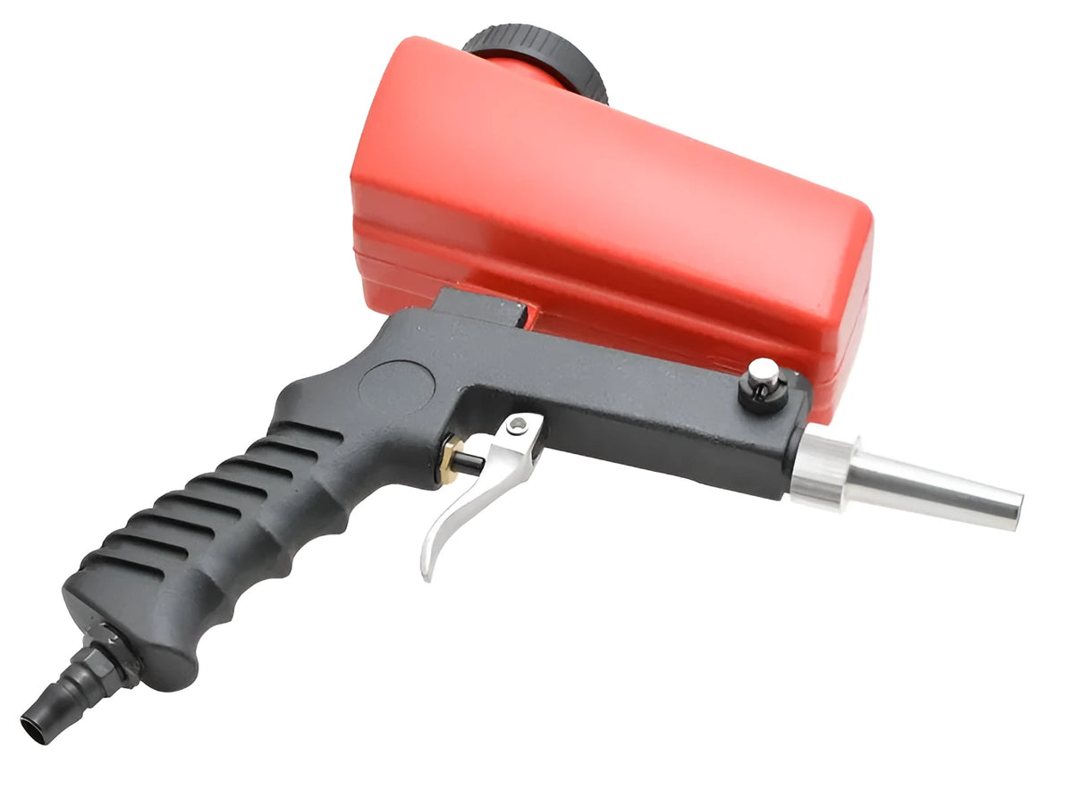 Portable pneumatic sandblasting gun with 21Ibs tank in black or blue colour options