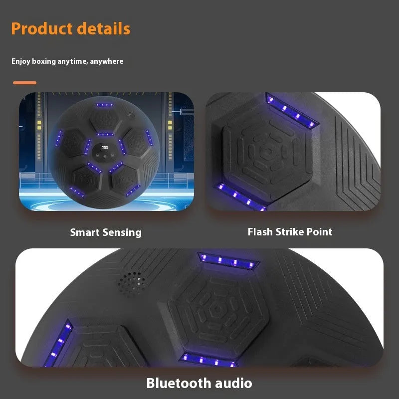 Black hanging boxing reaction target with smart music system for home fitness training