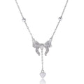S925 sterling silver necklace with heart-shaped butterfly pendant on an adjustable O-ring chain.