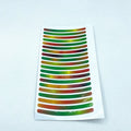 20-piece pack of arc-shaped PVC reflective stickers for car wheel hubs in multiple colour options.