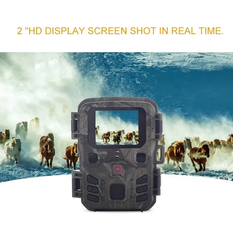 Black infrared night vision monitoring device with 12MP sensor and TF card storage slot