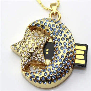 Silver Jewelry Xingyue metal USB flash drive with creative design and retractable connector.